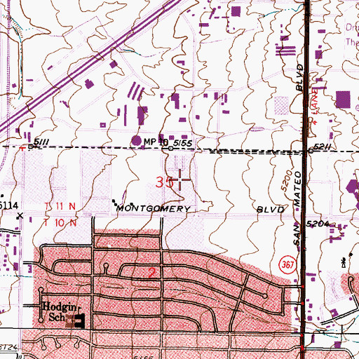 Topographic Map of Heights Psychiatric Hospital, NM