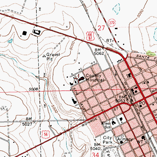 Topographic Map of Union County General Hospital, NM