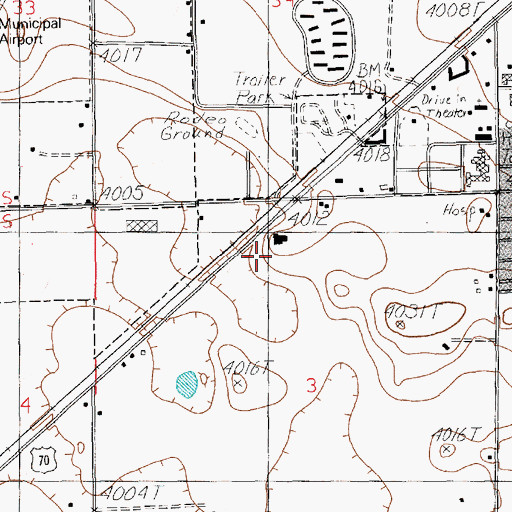 Topographic Map of Roosevelt General Hospital, NM