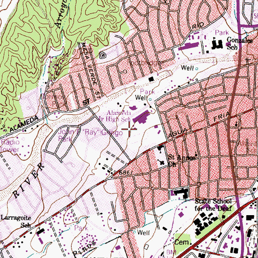 Topographic Map of Pion Hills Hospital, NM