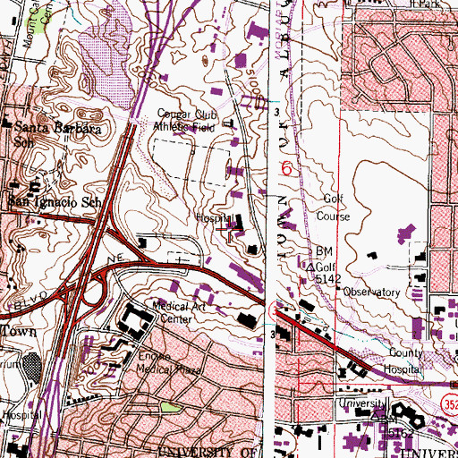 Topographic Map of University of New Mexico Carrie Tingley Hospital, NM