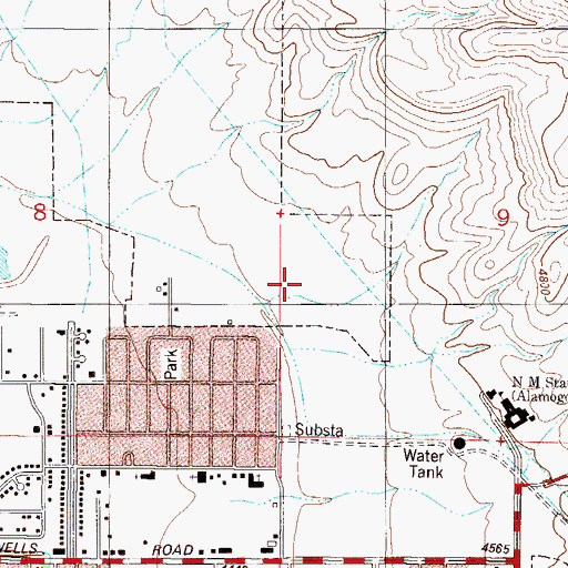 Topographic Map of Gerald Champion Regional Medical Center, NM