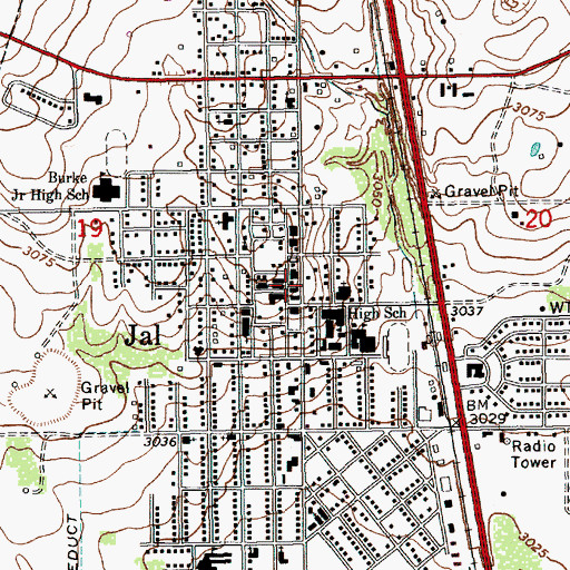 Topographic Map of Jal Elementary School, NM