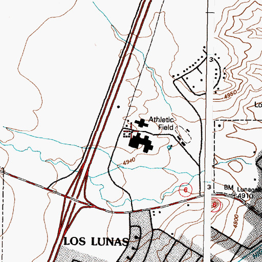 Topographic Map of Los Lunas High School, NM