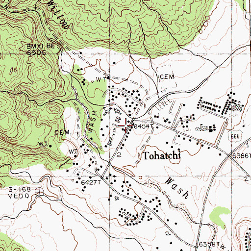 Topographic Map of Tohatchi High School, NM