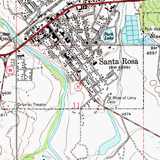 Topographic Map of Santa Rosa High School, NM