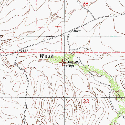Topographic Map of Oros Well, AZ