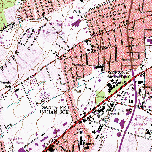 Topographic Map of Pinon Hills Hospital and Training Center, NM