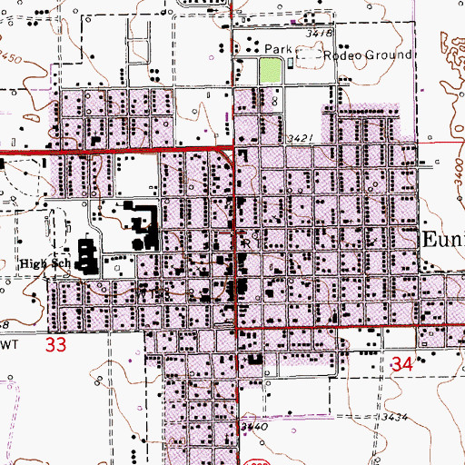 Topographic Map of Eunice Holiness Academy, NM