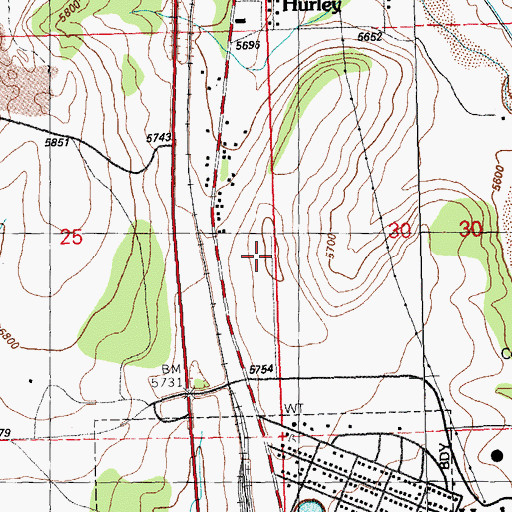 Topographic Map of Hurley Elementary School, NM