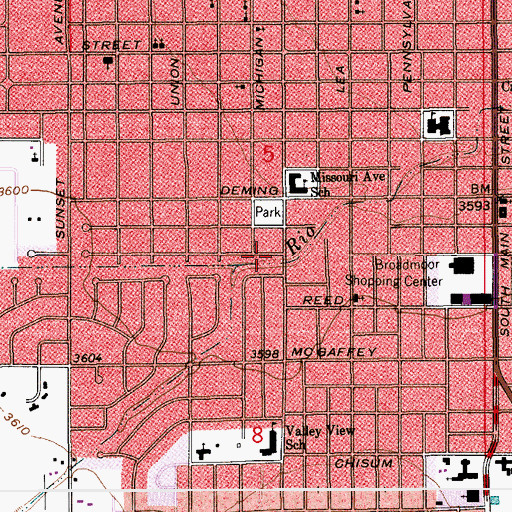 Topographic Map of Roswell High School, NM