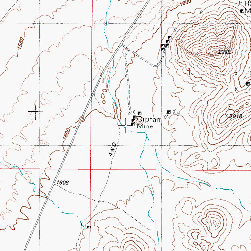 Topographic Map of Orphan Mine, AZ