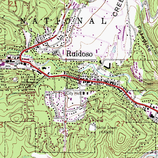 Topographic Map of Eastern New Mexico University - Ruidoso Campus, NM
