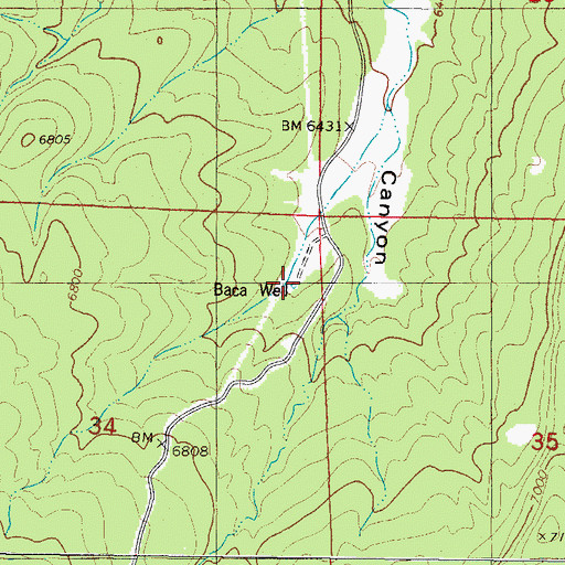 Topographic Map of Baca Well, NM