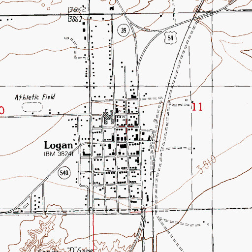 Topographic Map of Logan Elementary School, NM
