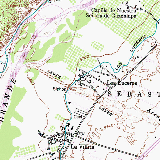 Topographic Map of Los Luceros, NM