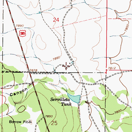Topographic Map of Servilleta, NM