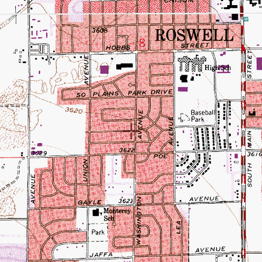 Topographic Map of Roswell Ed Serv Center, NM