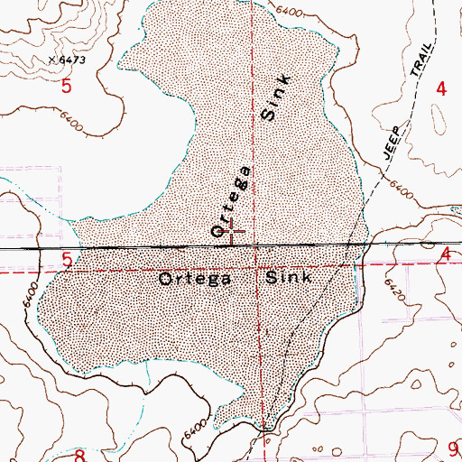 Topographic Map of Ortega Sink, AZ