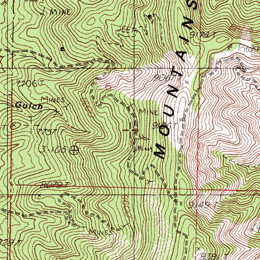 Topographic Map of Mistletoe Mine, NM