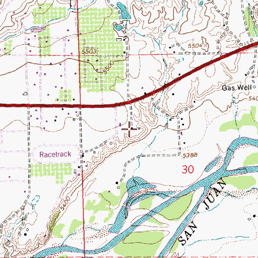 Topographic Map of Lee Acres, NM