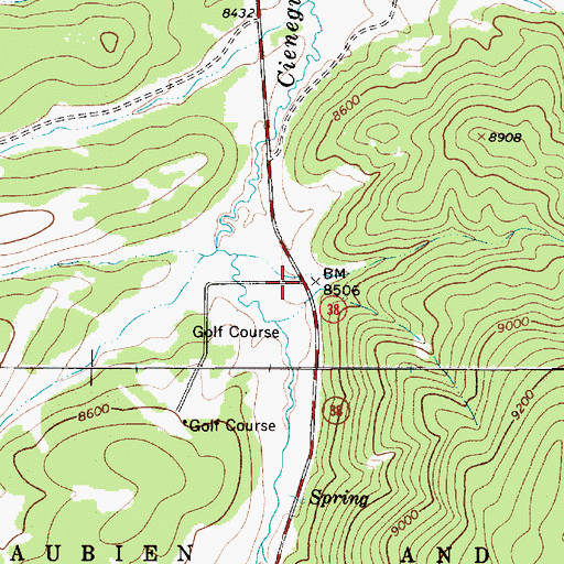 Topographic Map of Angel Fire Resort Golf Course, NM