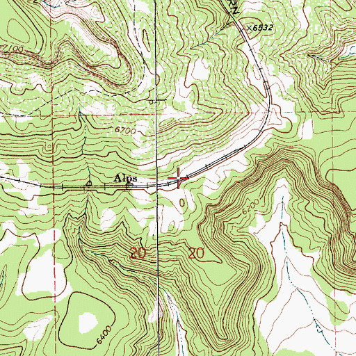 Topographic Map of Alps (historical), NM