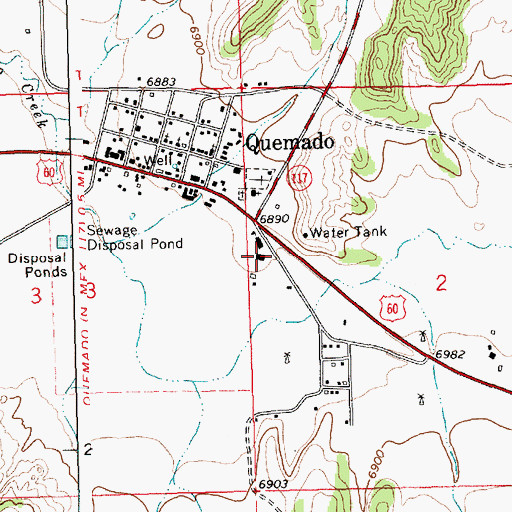 Topographic Map of Quemado High School, NM
