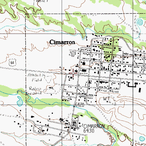 Topographic Map of United Methodist Church of Cimarron, NM
