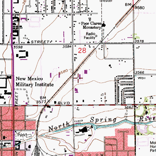 Topographic Map of Goddard High School, NM