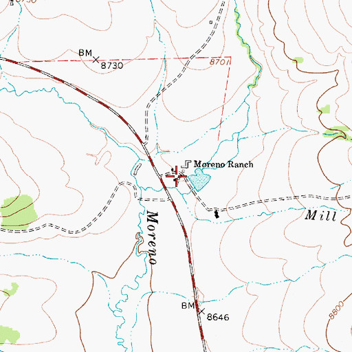 Topographic Map of Moreno (historical), NM