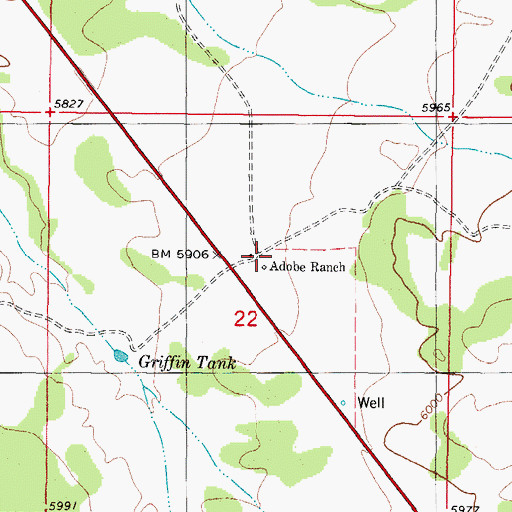 Topographic Map of Adobe Ranch, NM