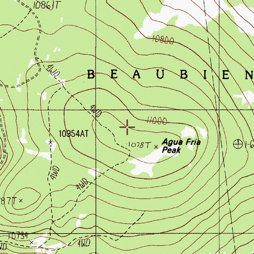 Topographic Map of Agua Fria Peak, NM