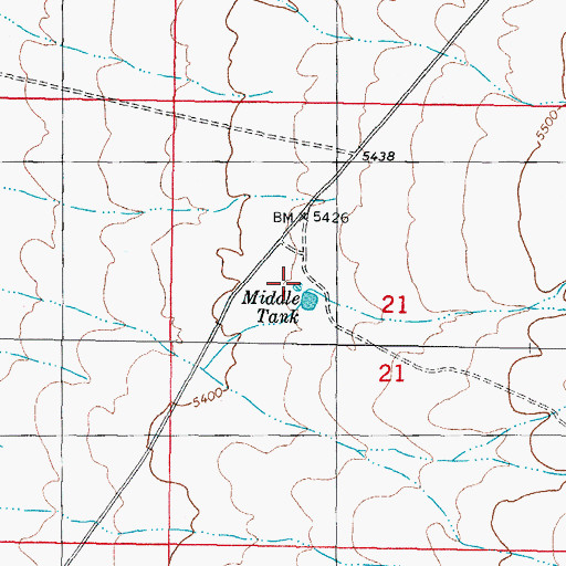 Topographic Map of Middle Tank, NM