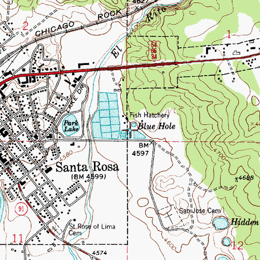 Topographic Map of Blue Hole, NM