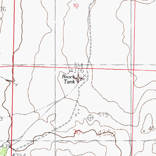 Topographic Map of Brock Tank, NM