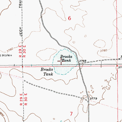 Topographic Map of Brooks Tank, NM