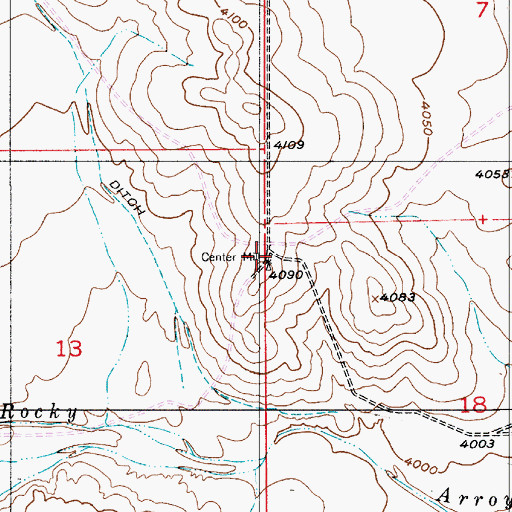 Topographic Map of Center Mill, NM