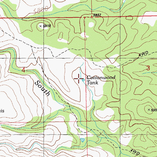Topographic Map of Cottonwood Tank, NM