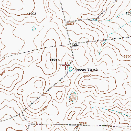 Topographic Map of Cuervo Tank, NM