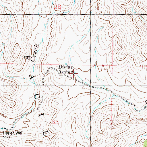 Topographic Map of Divide Tanks, NM