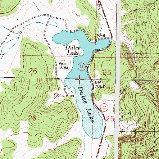 Topographic Map of Dulce Lake, NM