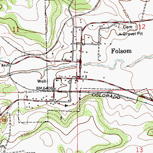 Topographic Map of Folsom, NM