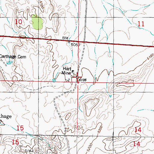 Topographic Map of Hart Mine, NM