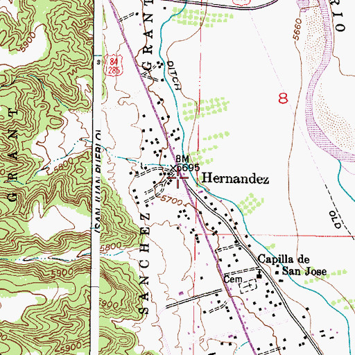 Topographic Map of Hernandez, NM