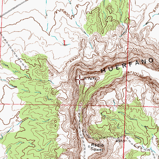 Topographic Map of Huerfano Mountain, NM