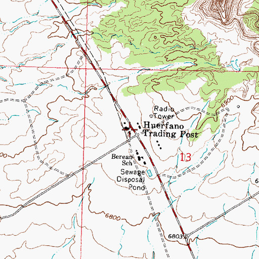 Topographic Map of Huerfano Trading Post, NM