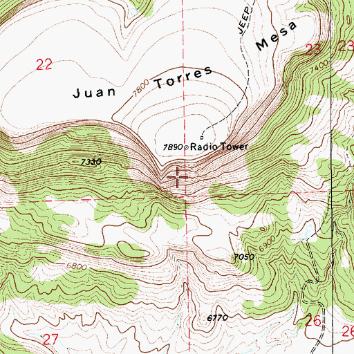Topographic Map of Juan Torres Mesa, NM
