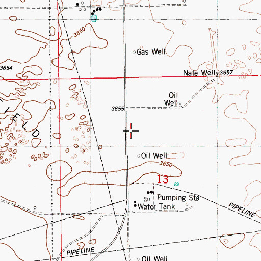Topographic Map of Lea Oil and Gas Field, NM