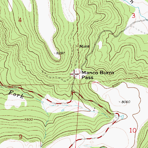 Topographic Map of Manco Burro Pass, NM